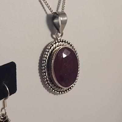 Sterling Silver and Red Stone Jewelry- Approx Weight 24.3 Grams (#40)