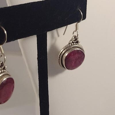 Sterling Silver and Red Stone Jewelry- Approx Weight 24.3 Grams (#40)