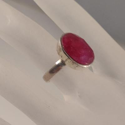 Sterling Silver and Red Stone Ring and Bracelet- Approx Weight 31.7 Grams (#41)