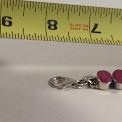 Sterling Silver and Red Stone Ring and Bracelet- Approx Weight 31.7 Grams (#41)