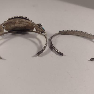 Two Sterling Silver and Turquoise Bangles (#42)