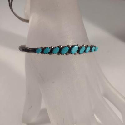 Two Sterling Silver and Turquoise Bangles (#42)