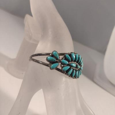 Two Sterling Silver and Turquoise Bangles (#42)