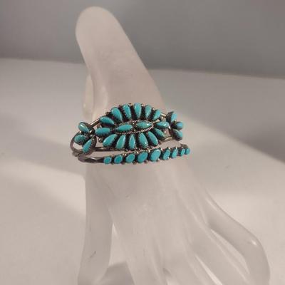 Two Sterling Silver and Turquoise Bangles (#42)