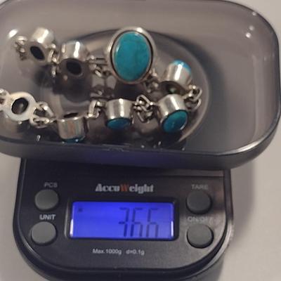 Sterling Silver and Turquoise Ring and Bracelet- Approx Weight 36.6 Grams (#43)