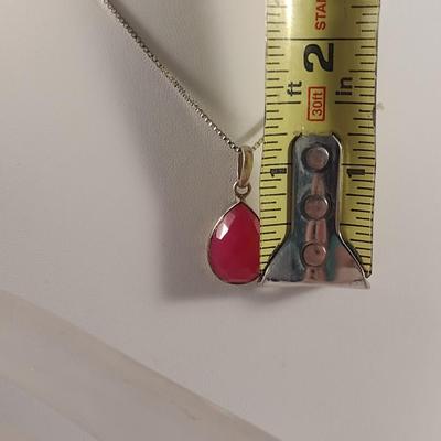 Sterling Silver and Pink Stone Necklace and Ring (#46)