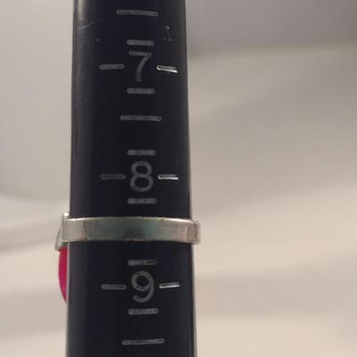 Sterling Silver and Pink Stone Necklace and Ring (#46)