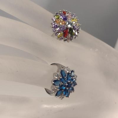 Two Sterling Silver and Multi-Color Stone Rings (#47)