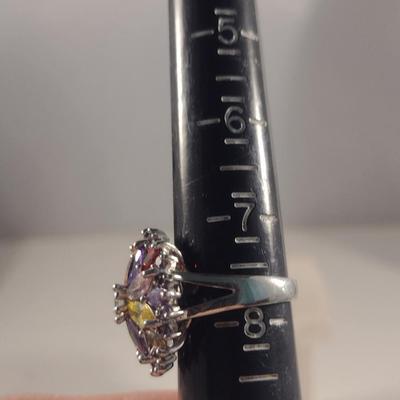 Two Sterling Silver and Multi-Color Stone Rings (#47)