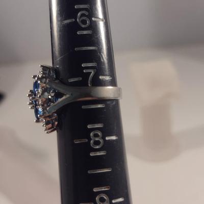 Two Sterling Silver and Multi-Color Stone Rings (#47)