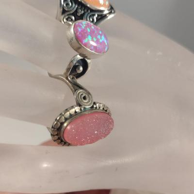 Three Sterling Silver and Stone Rings (#48)