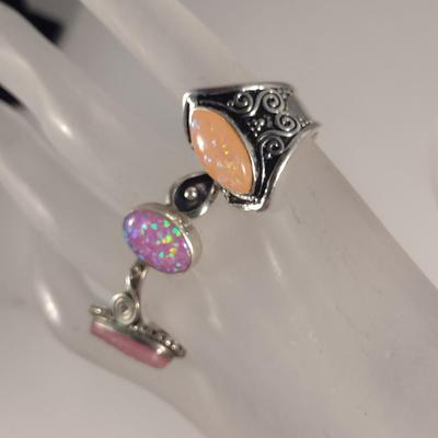 Three Sterling Silver and Stone Rings (#48)