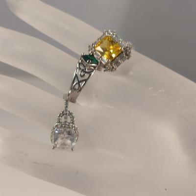 Three Sterling Silver and Stone Rings (#49)