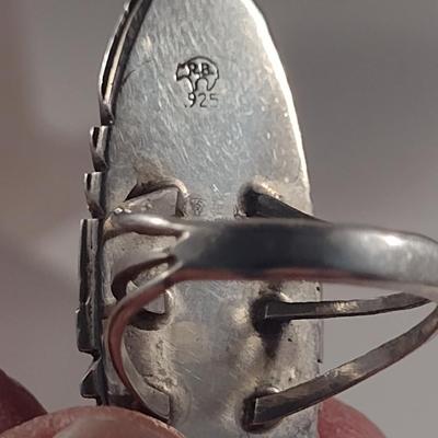 Artisan Made Sterling Silver and Opal with Turquoise Inlay Ring (#53)