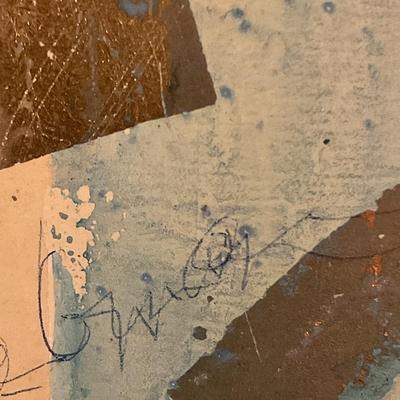 Signed abstract painting on board framed, came from Memphis area