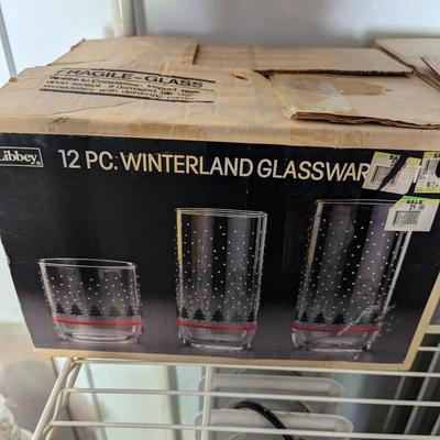 4 Boxes Of Winterland Glassware 30+ Pieces