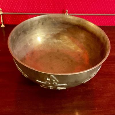 Brass bowl with Chinese letters in good used condition