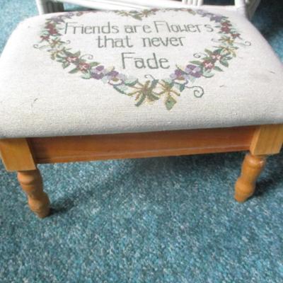 Friends Are Flowers That Never Fade Embroidered Storage Foot Stool
