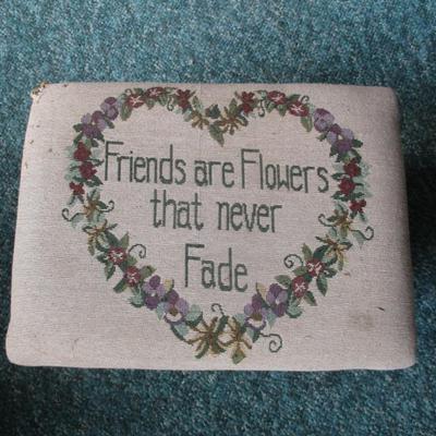 Friends Are Flowers That Never Fade Embroidered Storage Foot Stool