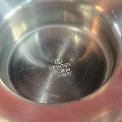 Norwegian Pewter Salt, Pepper and Candle Holder