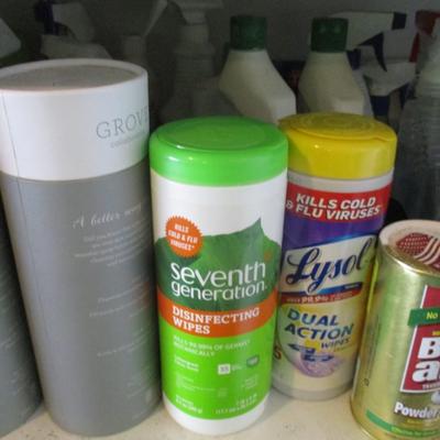 Shelving Unit Of Household Cleaning Supplies