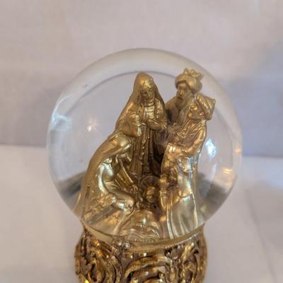 Gilded Nativity Music Box & Angel Figurine