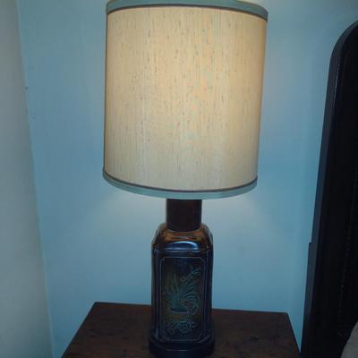 Pair of Lamps with Hand Painted Ceramic Bases