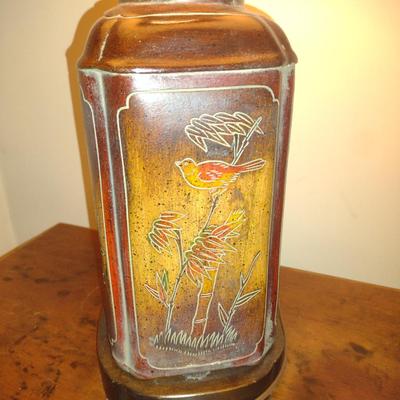 Pair of Lamps with Hand Painted Ceramic Bases
