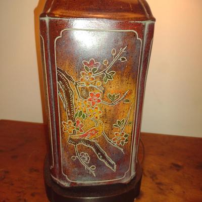 Pair of Lamps with Hand Painted Ceramic Bases