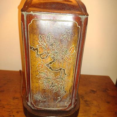 Pair of Lamps with Hand Painted Ceramic Bases