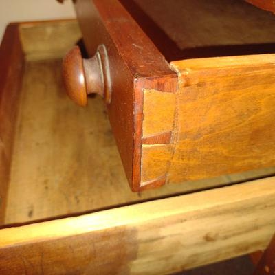 Antique Wooden Side Table with Two Drawers