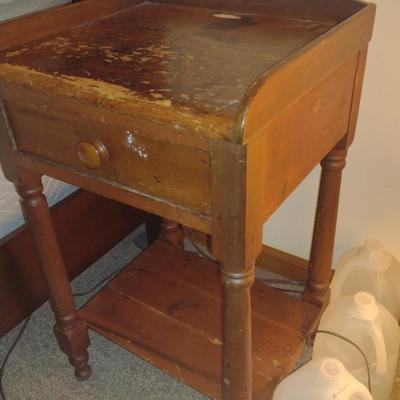 Vintage Wooden Side Table with Drawer