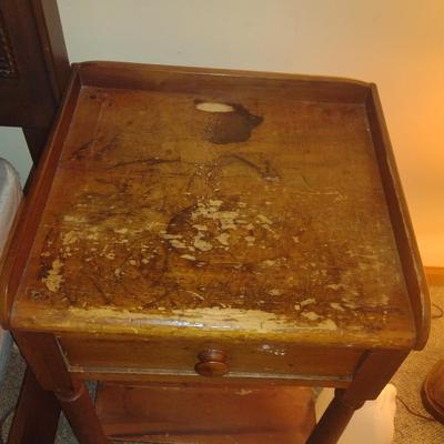 Vintage Wooden Side Table with Drawer