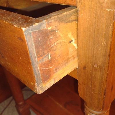 Vintage Wooden Side Table with Drawer