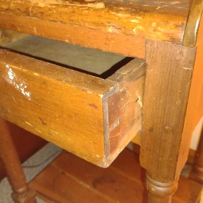 Vintage Wooden Side Table with Drawer