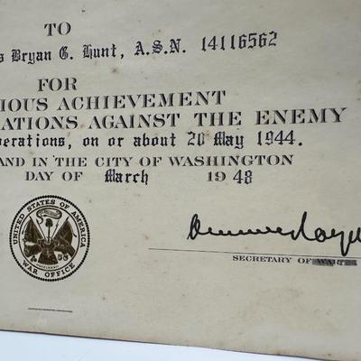 Certificates of Fallen Soldier’s Purple Heart, Bronze Star, Memorial…