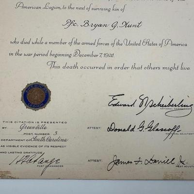 Certificates of Fallen Soldier’s Purple Heart, Bronze Star, Memorial…
