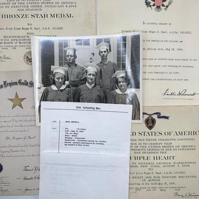 Certificates of Fallen Soldier’s Purple Heart, Bronze Star, Memorial…