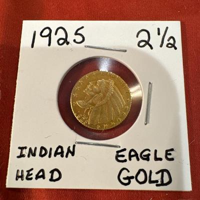 1925 2 1/2 INDIAN HEAD EAGLE GOLD PIECE