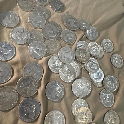 Lot of 35 Complete set 1948-1963 Benjamin Franklin Half U S coin Silver