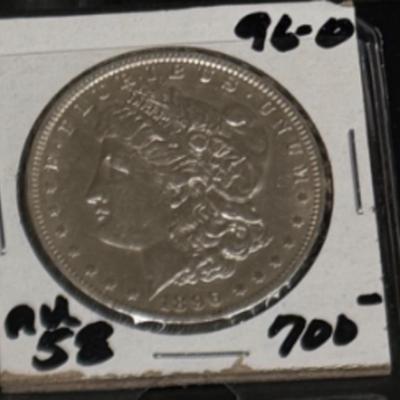 1896 O MORGAN A U 58 U S COIN 1$