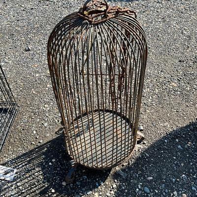 Lot# 069 Large Vintage Wrought Iron Bird Cage