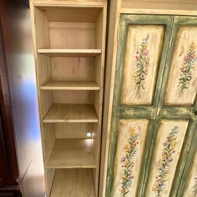 Lot# 058 Floral Painted Armoire with Two Matching Bookcases