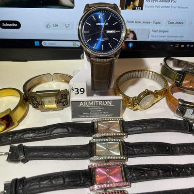 Lot of 16 Preowned Wristwatches in Good Condition Mostly all Needs Batteries Receive all as Pictured.