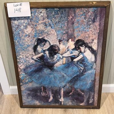 Lot# 148 Signed Framed Ballerinas Painting by Degas