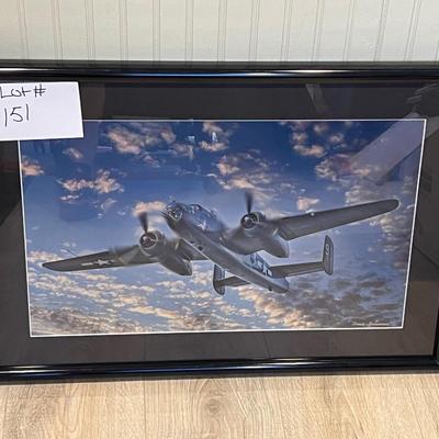 Lot# 151 Framed Vintage War Plane Print by Ernie Swanson