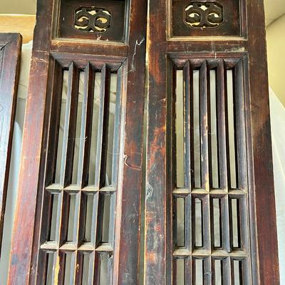2 pairs of carved heavy rosewood panels, antique condition.