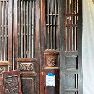 2 pairs of carved heavy rosewood panels, antique condition.
