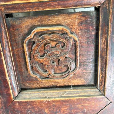 2 pairs of carved heavy rosewood panels, antique condition.