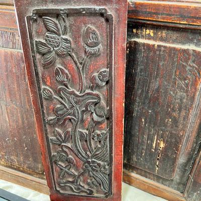 2 pairs of carved heavy rosewood panels, antique condition.